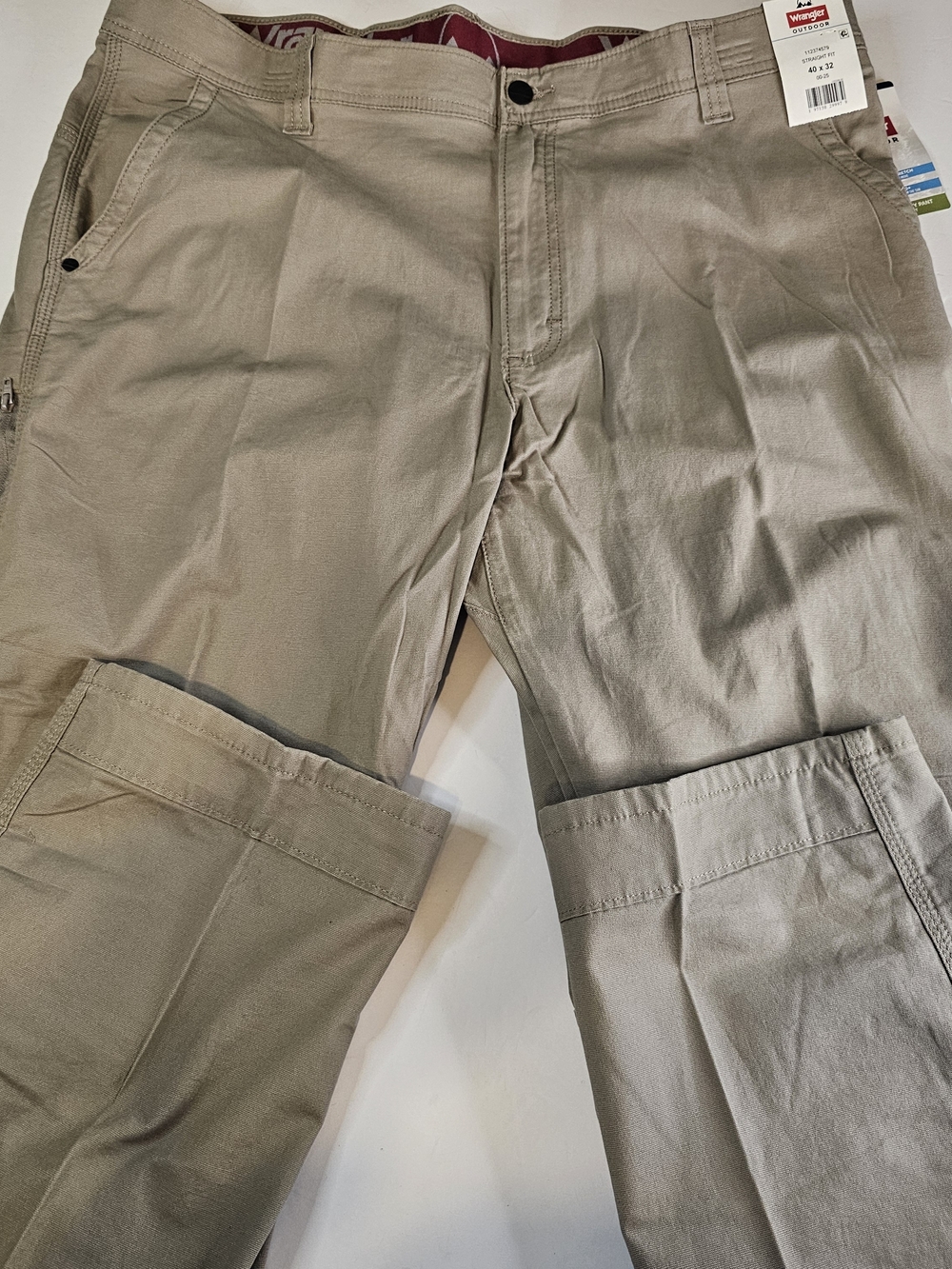 NWT Wrangler Outdoor Frontier Utility Pants Khaki Cotton Stretch 40x32